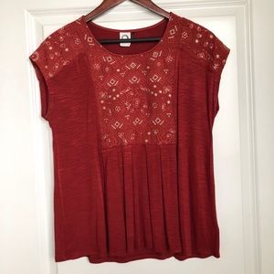 Anthropologie Embroidered Tee